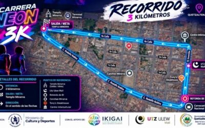 Anuncian cierres viales temporales en Quetzaltenango por la celebración de la Carrera 3K Neón