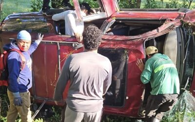 Cinco lesionados deja vuelco en la RN9, ruta a Champerico